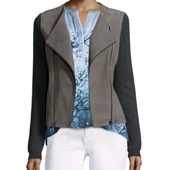 Elie Tahari Jackets & Blazers - ELIE TAHARI $898 JOPLIN Genuine Lamb Leather MerinoWool Asymmetric Moto Jacket M
